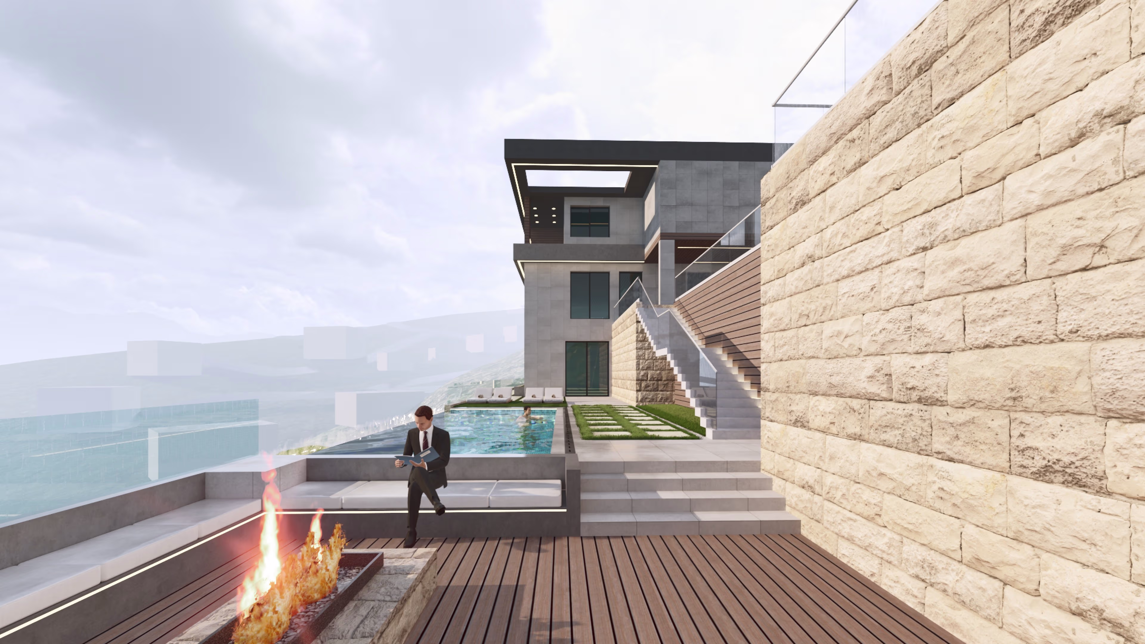 Villa Alta Hamat - Landscape integration with mountain and sea views by Architect's Group Lebanon